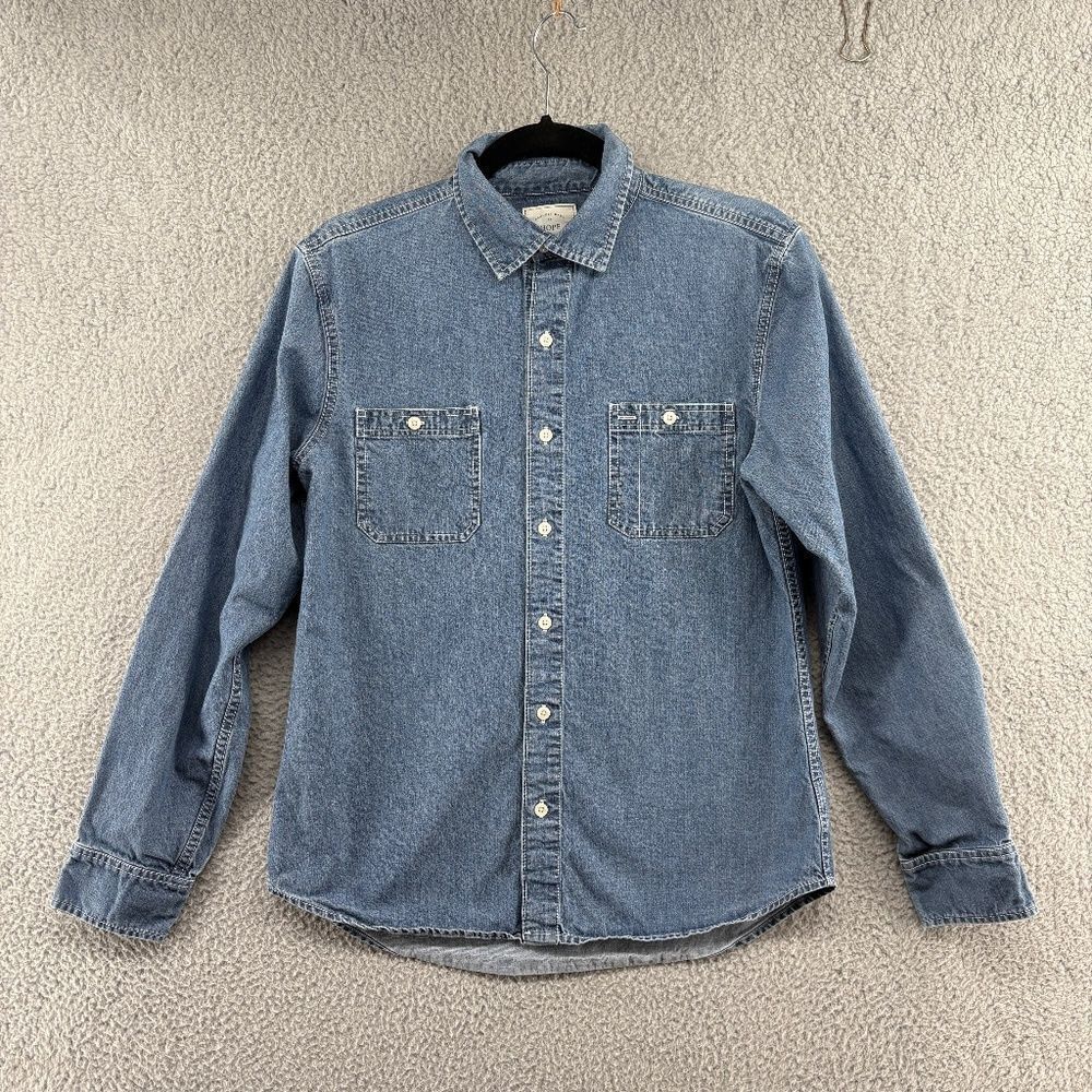 Hope & Henry Men's Chambray Button Down Shirt Organic Cotton Size Small Blue